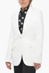 Stella Mccartney One-button Flax Blend Blazer With Peak Lapel In White