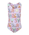 Stella Mccartney Lettering Print Swimsuit In Purple