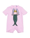 Stella Mccartney Mermaid-print Short-sleeved Swimsuit In Pink