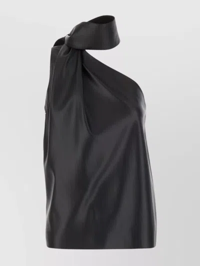 Stella Mccartney One-shoulder Satin Finish Top With Bow Detail In Black