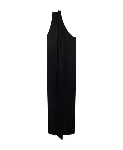 Stella Mccartney One Shoulder Scarf Maxi Dress In Black