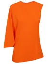 Stella Mccartney Hem Asymmetry Cape Sleeve Top In Bright Orange