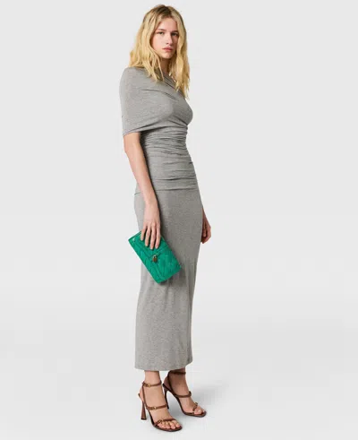Stella Mccartney One Shoulder Twisted Wrap Dress In Gray