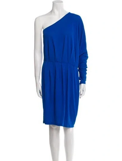 Pre-owned Stella Mccartney One-shoulder Mini Dress In Blue