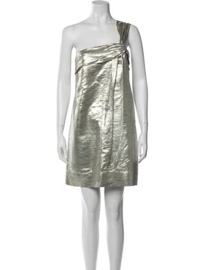 Pre-owned Stella Mccartney One-shoulder Mini Dress In Gold