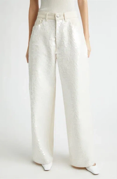 Stella Mccartney Opalescent Sequin Wide Leg Jeans In Neutral