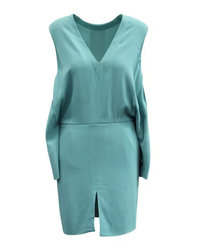 Stella Mccartney Open Back Midi Dress With Slit In Blue Rayon