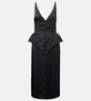 Stella Mccartney Open-back Peplum Satin Midi Dress In Black
