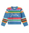 Stella Mccartney Open-knit Striped Cotton Sweater In Colourful