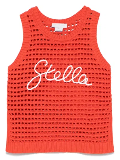 Stella Mccartney Kids' Open-knit Top In Orange