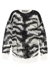 Stella Mccartney Tiger Pattern Open-knit Sweater In White