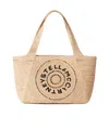 Stella Mccartney Embroidered-logo Raffia Tote Bag In Nude