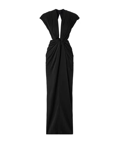 Stella Mccartney Open-back Draped Twisted Satin Gown In Black