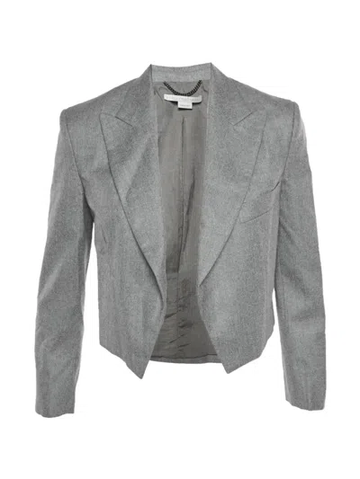 Pre-owned Stella Mccartney Open-front Cropped Blazer In Gray