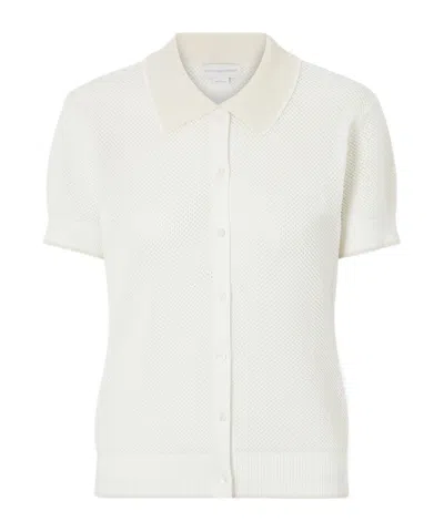 Stella Mccartney Open-knit Cotton Polo Shirt In White