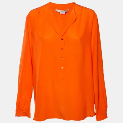 Pre-owned Stella Mccartney Orange Silk Button Up Blouse L