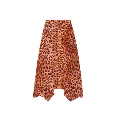 Stella Mccartney Orange Silk Midi Skirt