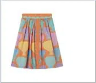 Stella Mccartney Kids' Orange Skirt For Girl With Shells In Multicolor