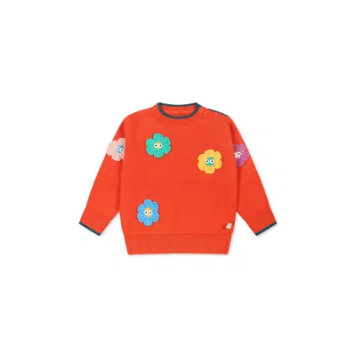 Stella Mccartney Kids' Orange Sweater For Baby Girl With Flowers