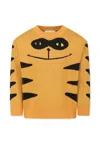 Stella Mccartney Orange Sweater For Boy With Cat In Orange