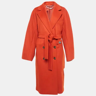 Pre-owned Stella Mccartney Orange Wool Double Breasted Trench Coat S