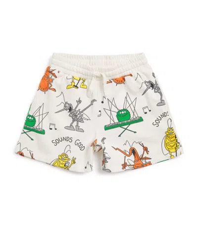 Stella Mccartney Kids' Organic Cotton Bug Band Sweatshorts In White