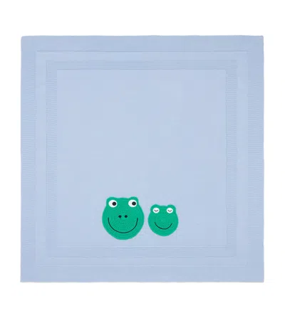 Stella Mccartney Organic Cotton Frog Blanket In Blue