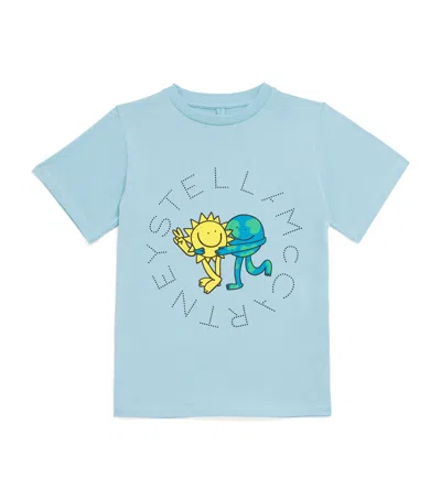 Stella Mccartney Kids' Organic Cotton Graphic T-shirt In Blue