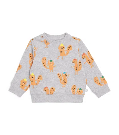 Stella Mccartney Kids' Organic Cotton Squirrel Sweatshirt In Gray
