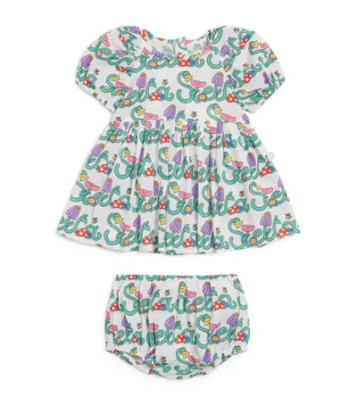 Stella Mccartney Kids' Organic Cotton Vine Print Dress In Green