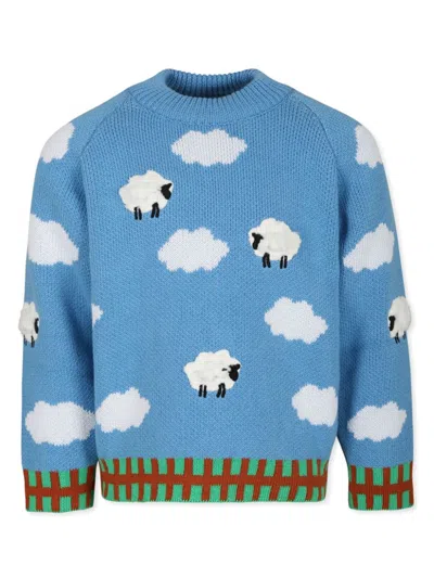 Stella Mccartney Kids' Organic Cotton-wool Blend Jumper In Light Blue