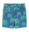 Stella Mccartney Organic Denim Frog Shorts In Blue