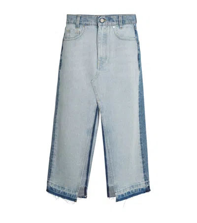 STELLA MCCARTNEY ORGANIC DENIM SPLIT MIDI SKIRT