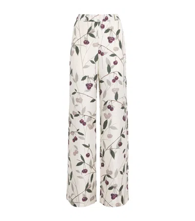 Stella Mccartney Organic Silk Cherry Wide-leg Trousers In Multi