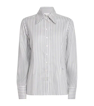 Stella Mccartney Organic Silk-wool Stripe Shirt In Gray