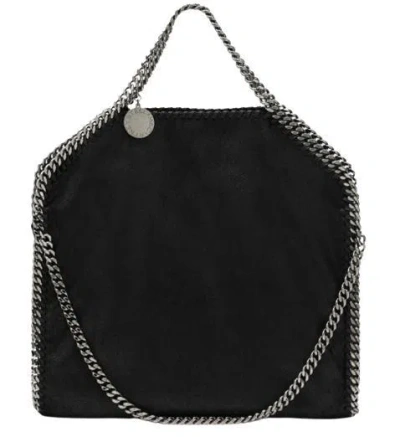 Stella Mccartney The Falabella Medium Faux Brushed-leather Shoulder Bag In Black