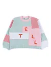 Stella Mccartney Kids Colorblock Logo Intarsia Sweater In Multi
