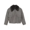 Stella Mccartney Teddy Wool Trimmed Zipped Jacket Unlined In Gray