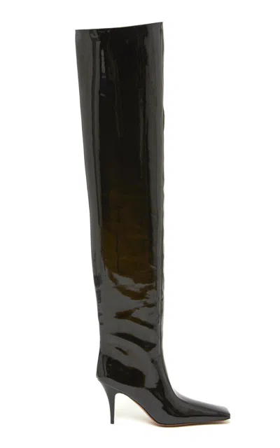 Stella Mccartney Over The Knee Patent Alter Mat Boots In Black