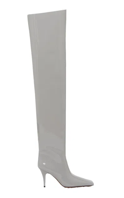 Stella Mccartney Over The Knee Patent Alter Mat Boots In Grey