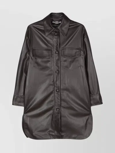 STELLA MCCARTNEY OVERSHIRT WITH CURVED HEM AND POCKETS