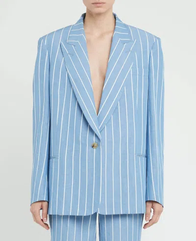 Stella Mccartney Oversized Blazer In Blue/white
