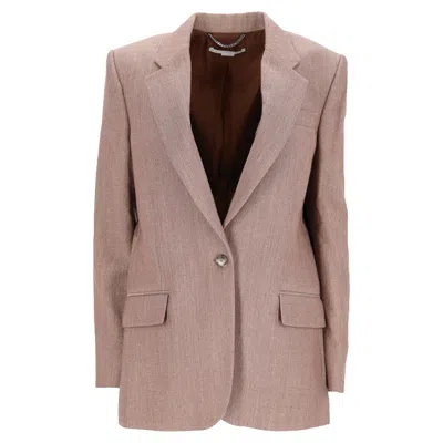 Stella Mccartney Oversized Blazer In Brown Wool In Pink