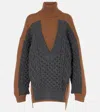 Stella Mccartney Paneled Wool Turtleneck Sweater In Weiss