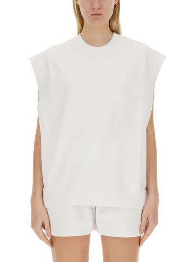 Stella Mccartney Oversized Cotton T-shirt With Subtle Logo Detail In White