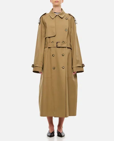 Stella Mccartney Oversized Cotton Trench In Brown