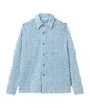 Stella Mccartney Oversized Denim Beaded Cloth Shirt In Blue