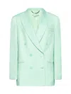 Stella Mccartney Oversized Double-breasted Twill Blazer In Fluo Mint