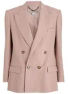 Stella Mccartney Double-breasted Wool Blazer With Peak Lapels In Pink Light