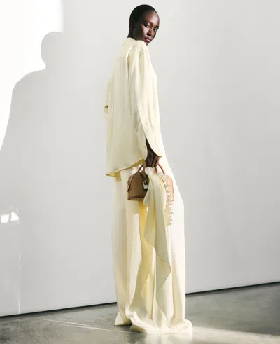 Stella Mccartney Oversized Drawstring Satin Pants In Yellow